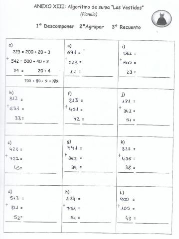 Suma vestidos 3 cifras