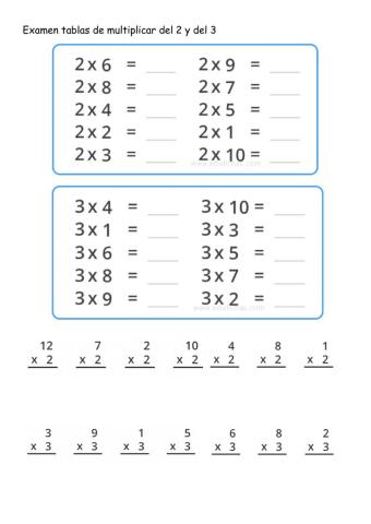 Examen tablas del 2 y 3