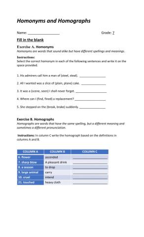Homonyms & Homographs