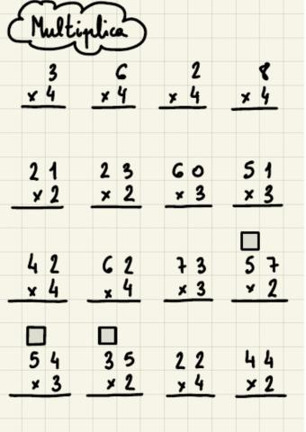 Multiplicar 2, 3 y 4