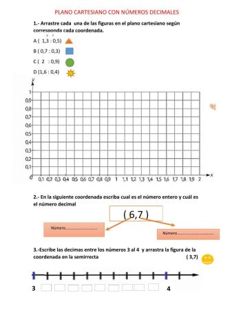Plano cartesiano con numeros decimales