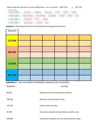 Descomposición de números de hasta 6 cifra