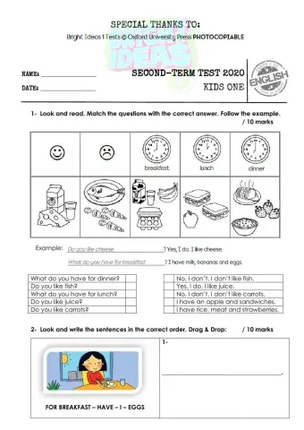 Bright ideas 1 - test Unit 5-6-7