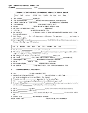 Simple past quiz-regular-irregular