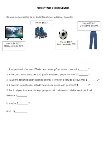 Porcentajes de descuento