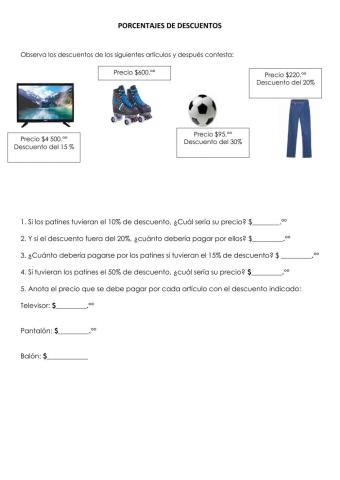 Porcentajes de descuento