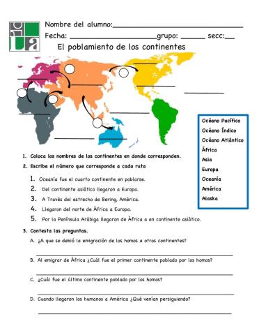 El Poblamiento de los continentes