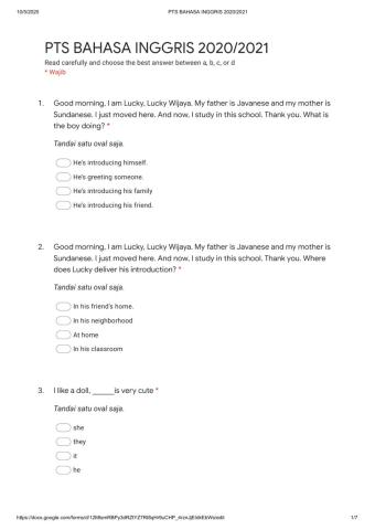 Pts bahasa inggris x ganjil 2020