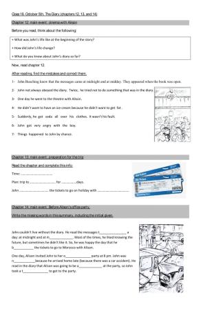 The Diary- chapters 12 -13 - 14