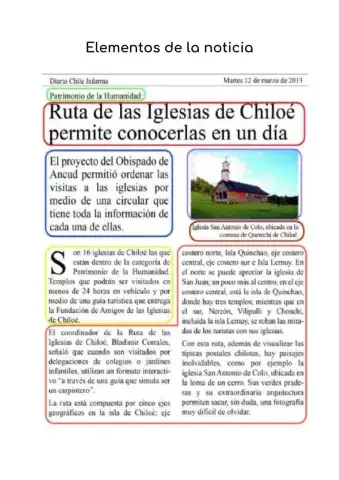 Elementos de la nota informativa