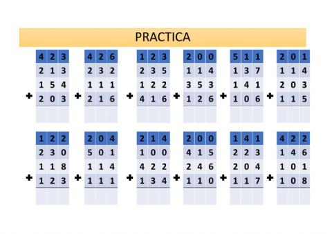 Practica -2 suma 4 numero 2 columnas 