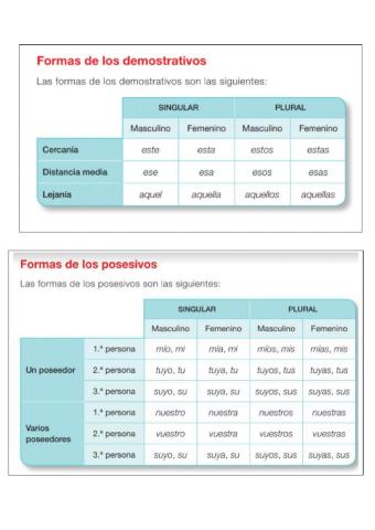 Demostrativos y posesivos