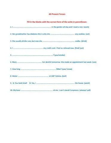 All Present Tenses Review