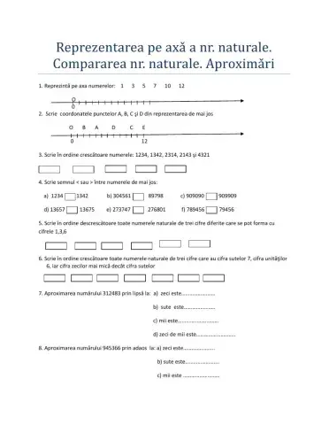 Reprezentare pe axa a nr. naturale, comparare, aproximare