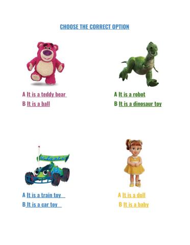 Listen and choose the correct option - my toys