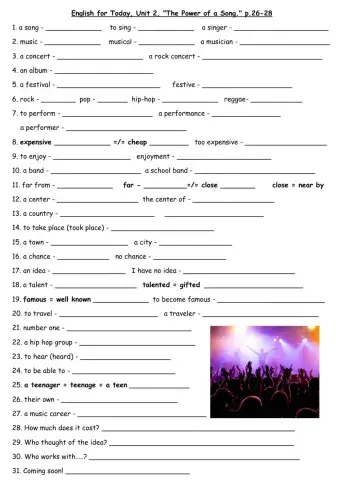 English for Today, The Power of a Song, p.26-28, Dina Shterengas.