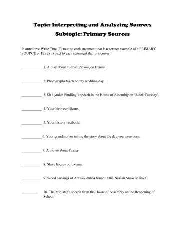 Identifying Primary sources