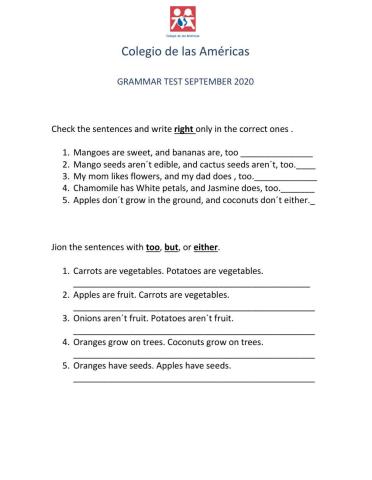 Uses of too and either