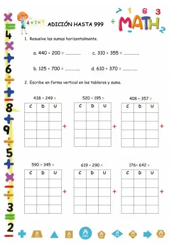 Adición hasta 999