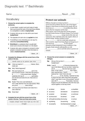 Examen de diagnóstico 1º Bachillerato