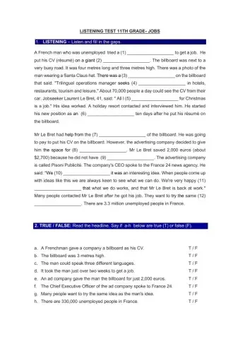 Listening 11th grade jobs