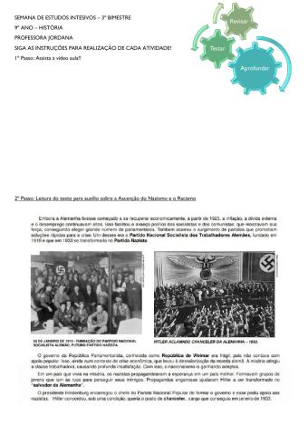 Recuperação História 9 ano