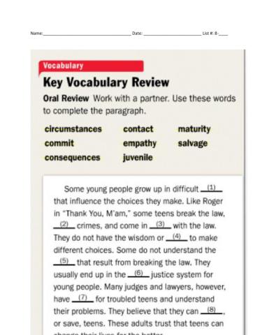 Thank You, M'am, Juvenile Justice