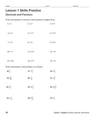 Chapter 2, Lesson 1 Skills Practice