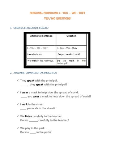 I, we, you, the,questions