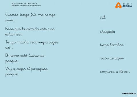 Une para completar las oraciones