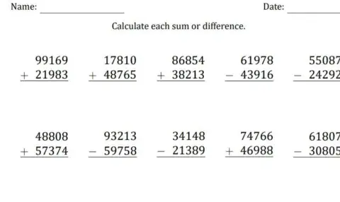 Addition and subtraction of whole numbers