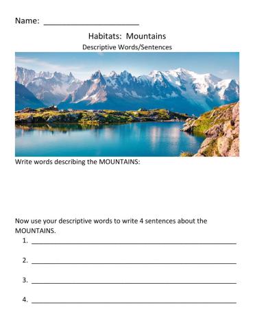 DESCRIPTIVE SENTENCES:  Mountains