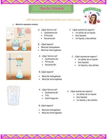 Métodos de separación de mezclas