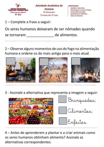 Avaliação de História 3º bimestre