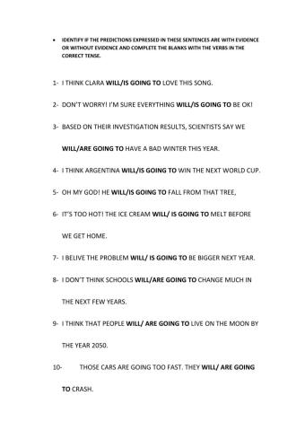 Expressing predictions