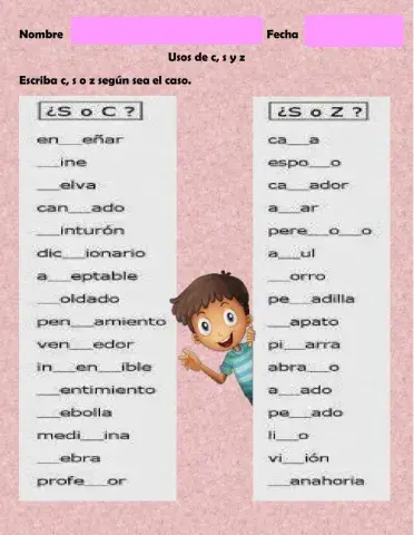 Usos de la c, s o z