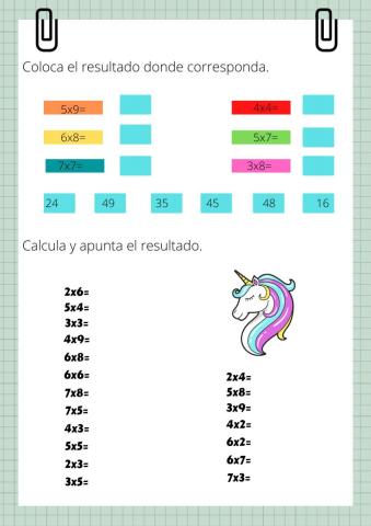 Tablas de multiplicar hasta el 7 salteadas