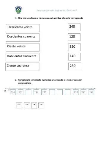 Números naturales hasta el 999
