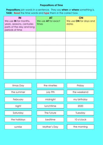Prepositions of Time