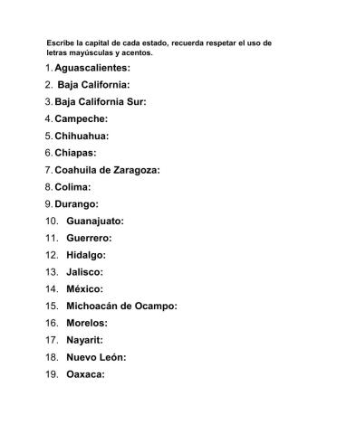 Estados y capitales de México