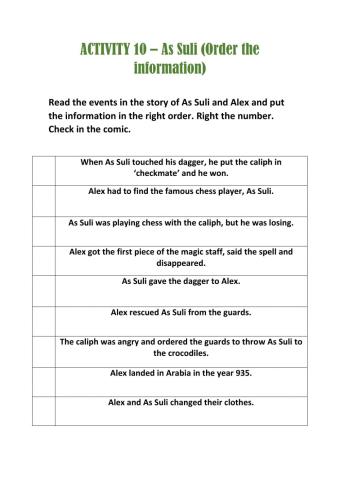 Activity 10- As Suli (order the information)