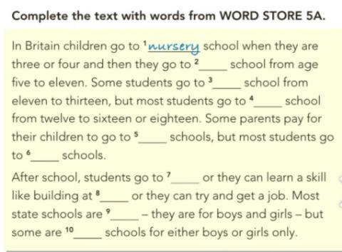 Vocabulary about schools