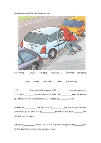 Simple Past-Past Continuous  in a cotext