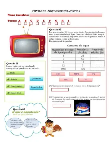 Atividade - noções de estatística