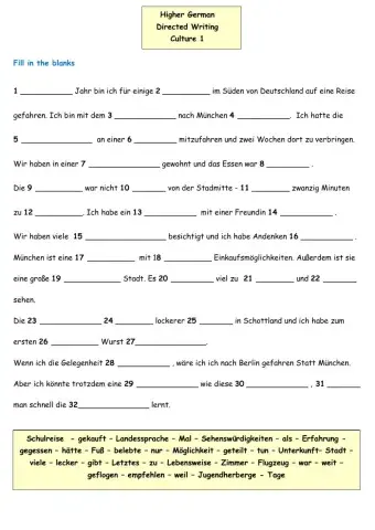 Higher German Directed Writing - Culture