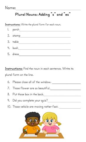 Plural Nouns Adding s and es