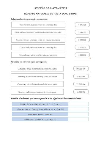 Numeros naturales de hasta ocho cifras