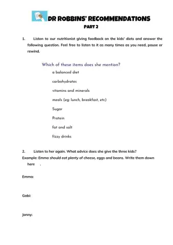 Dr Robbins' recommendations. part 2