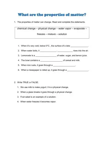 Properties of matter