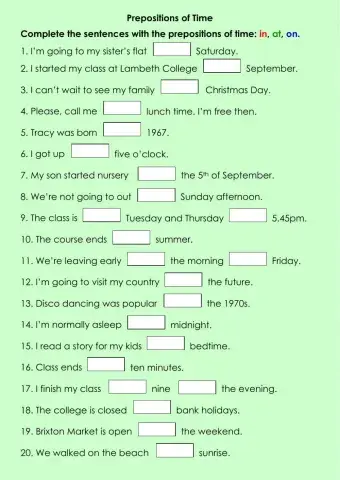 Prepositions of Time